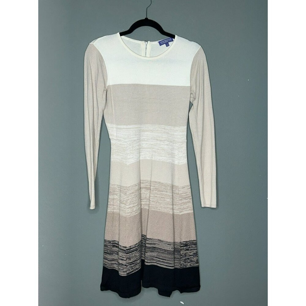 VIVIENNE Vivienne Tam Women's Small Knee-Legnth Sweater LS Dress Striped